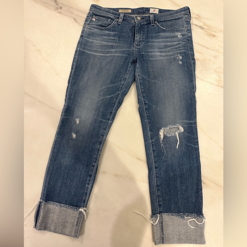 Adriano Goldschmied AG Stevie Cuff Slim Straight denim cropped jeans size 30